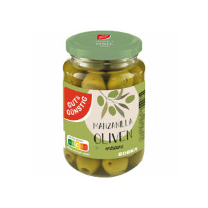 Gut & Günstig Manzanilla Oliven grün, entsteint (340g Glas)