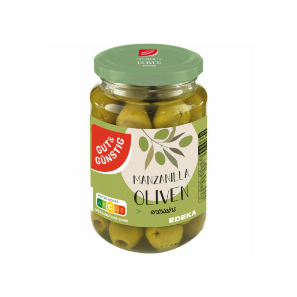 Gut & Günstig Manzanilla Oliven grün, entsteint (340g Glas)