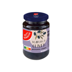 Gut& Hojiblanca Oliven geschwärzt ent- steint (340g Glas) + usy Block