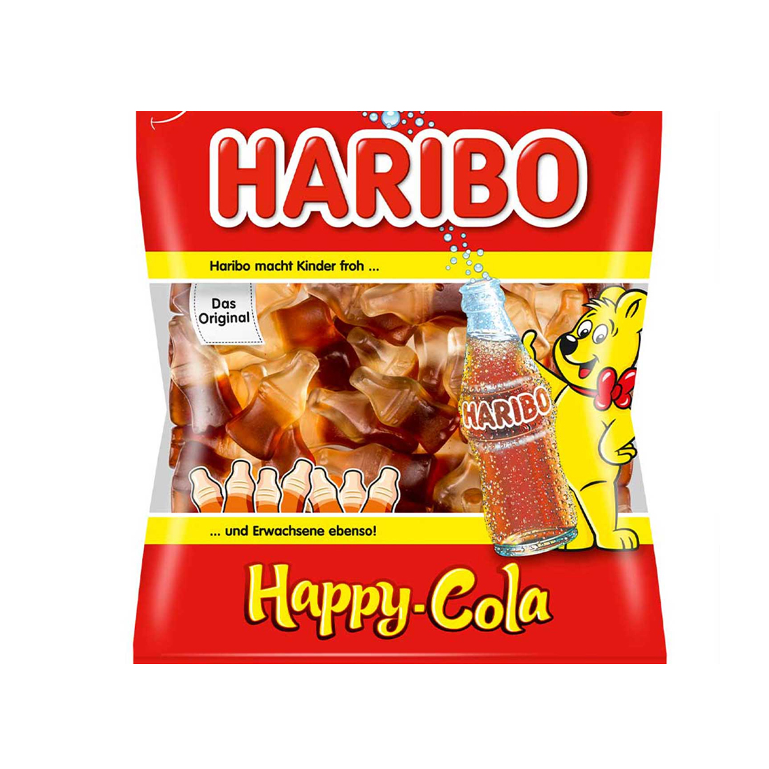 Haribo Happy Cola Fruchtgummi Fla- schen mit Cola Geschmack 100g