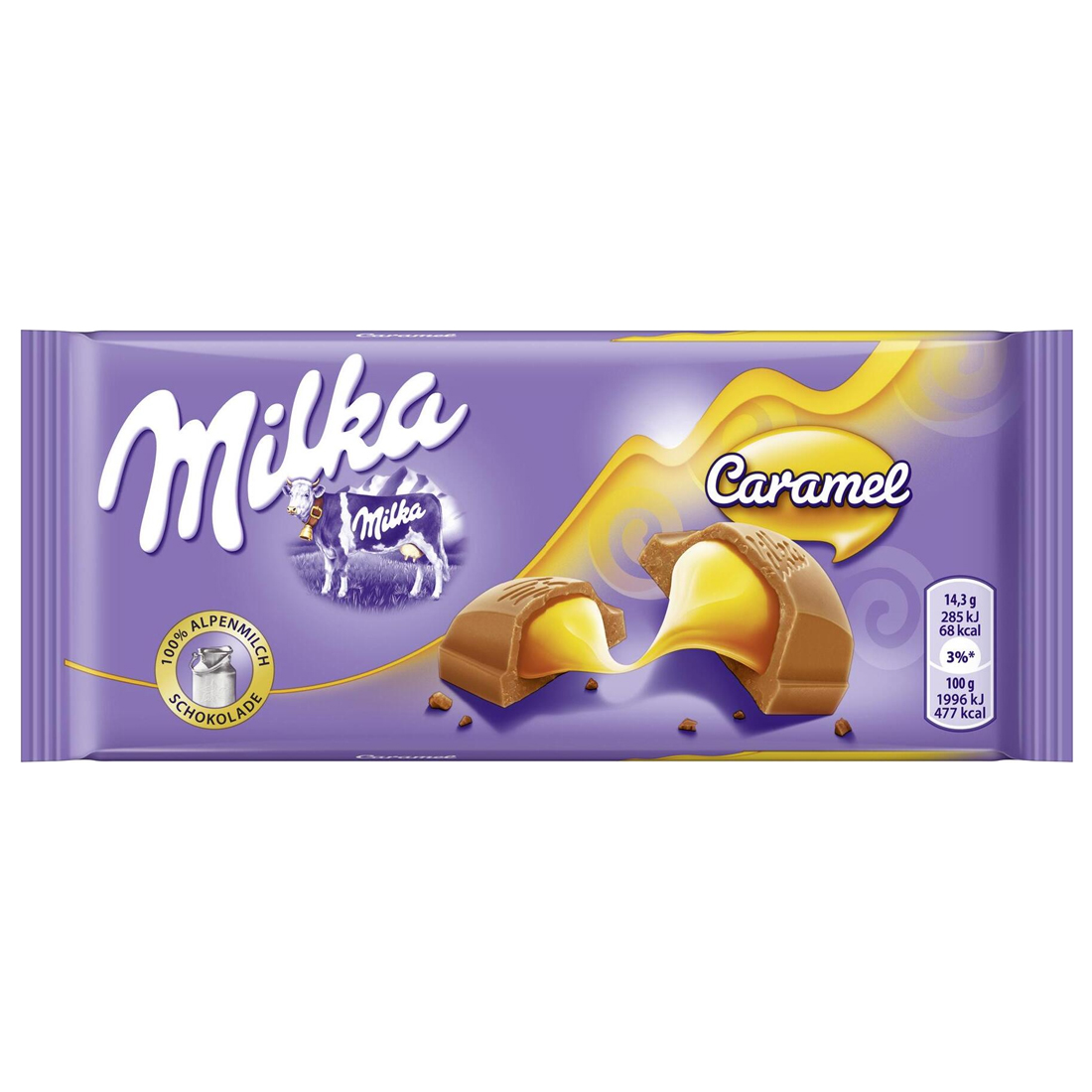 Milka Caramel Alpenmilch mit feiner Milchreme Caramel Füllung 100g