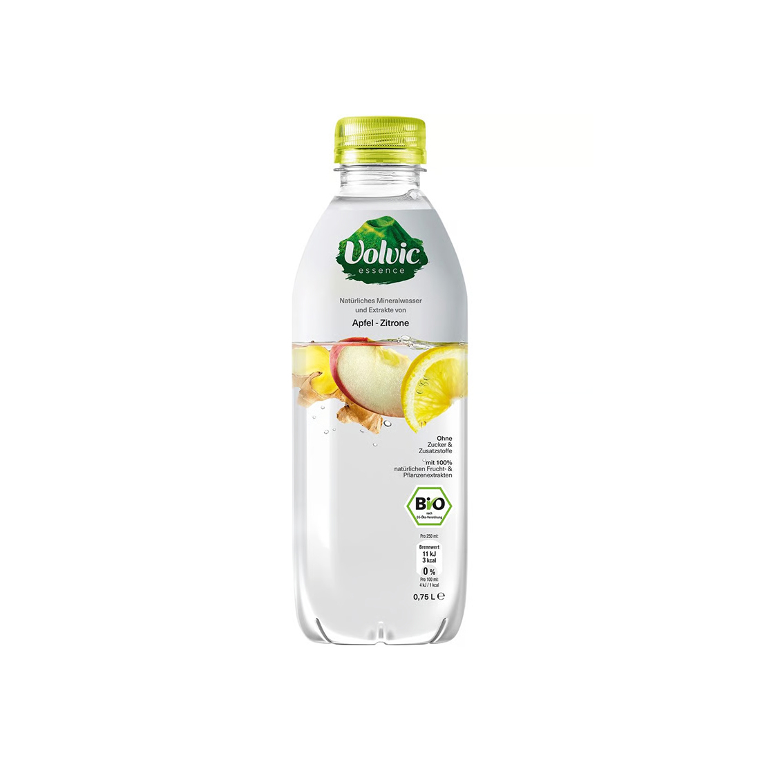 Volvic Essence Mineralwasser mit Apfel-Zitrone-Ingwer Einweg 0,75 I Flasche