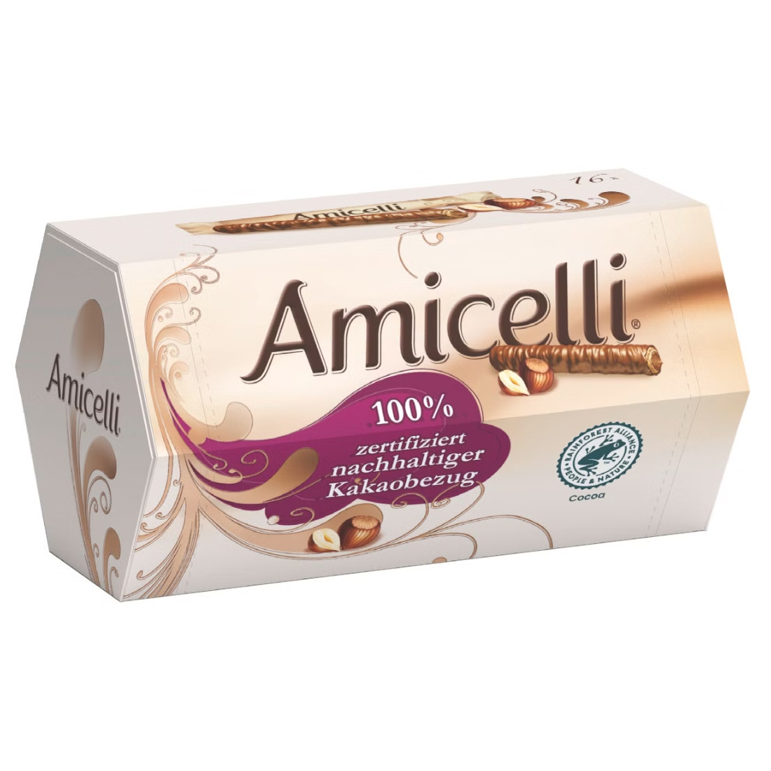 Ritter Sport Amicelli Box Waffelrollchen mit Haselnusscreme 200g