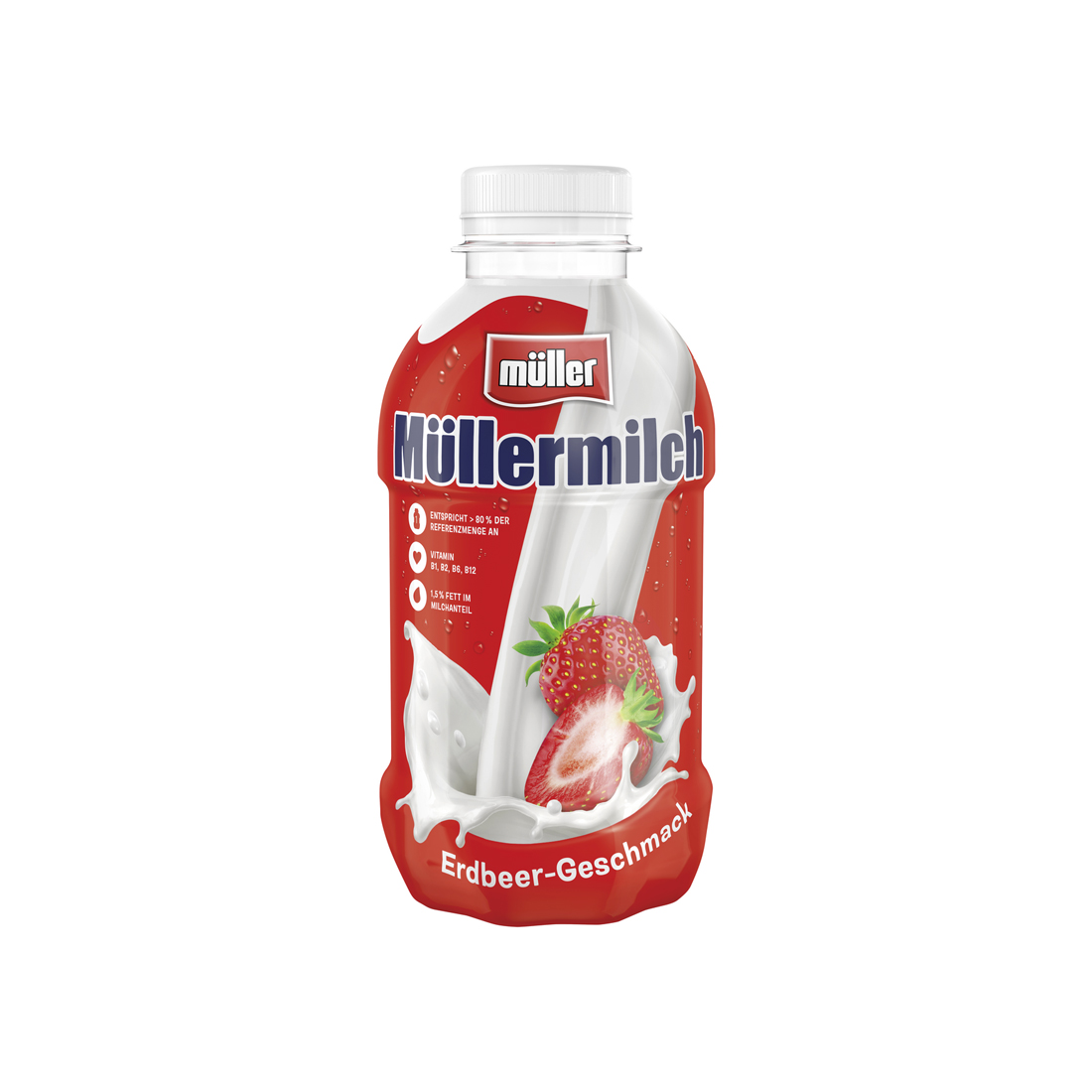 müller Müllermilch 1,5 % Erdbeere PET-Flasche gekühlt - 400 ml Flasche