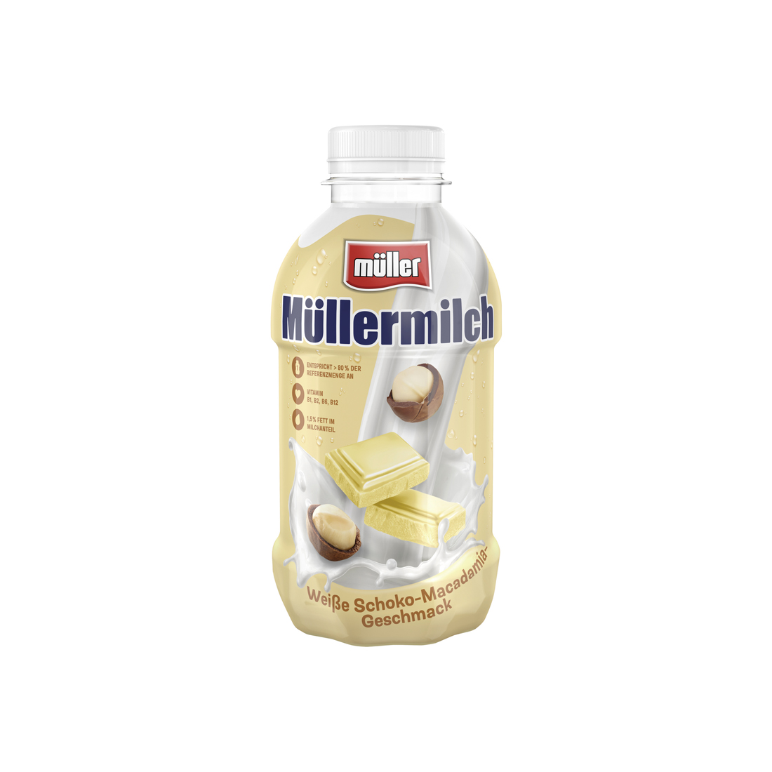 müller Müllermilch Weiße Schoko Macadamia Einweg PET - 400 ml Flasche